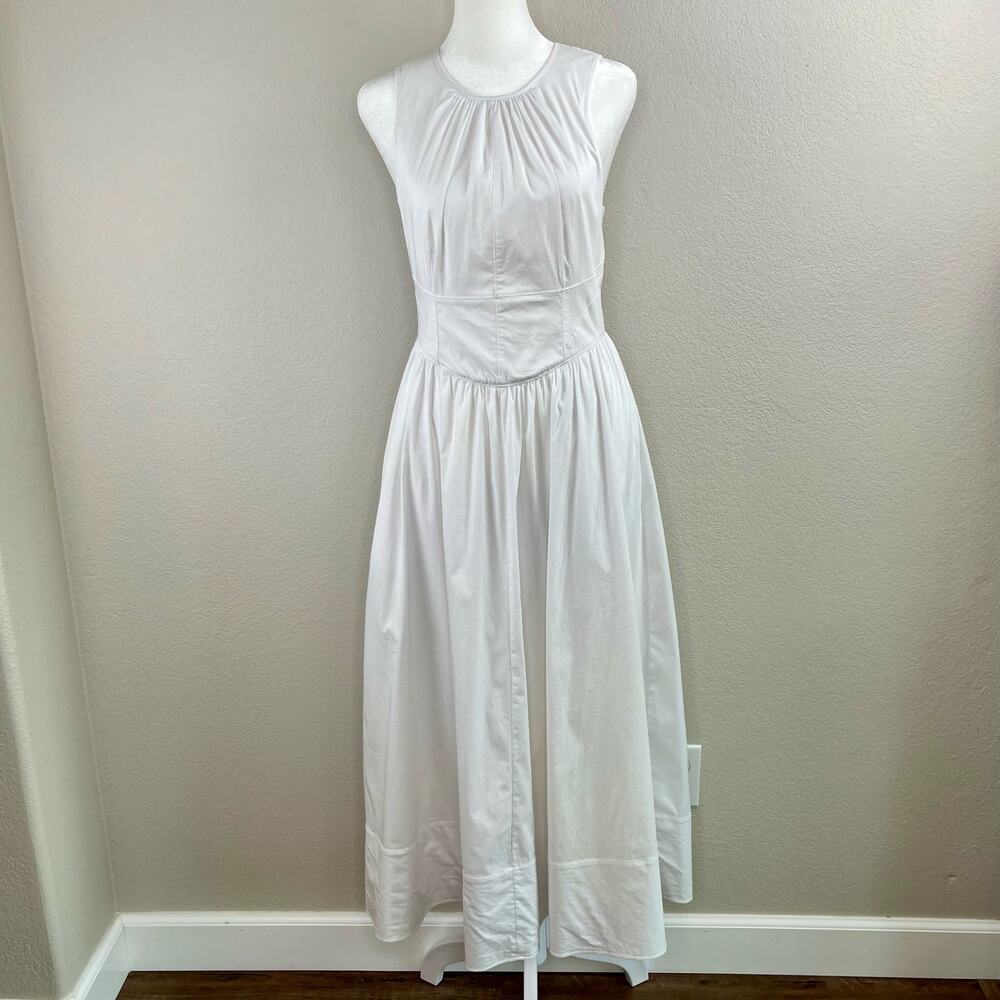 Cinq A Sept White Benita Double Bow Back Sleeveless Crewneck Midi Dress 2 NWOT - Picture 15 of 16